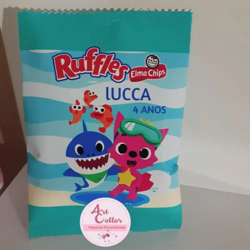 15 Batatas Ruffles Personalizada Baby Shark