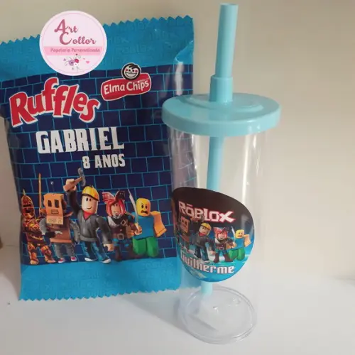 15 kits Batata Ruffles Personalizada + Copo Roblox