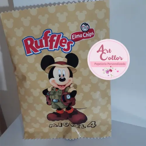 15 Batatas Ruffles Personalizada Mickey Safari