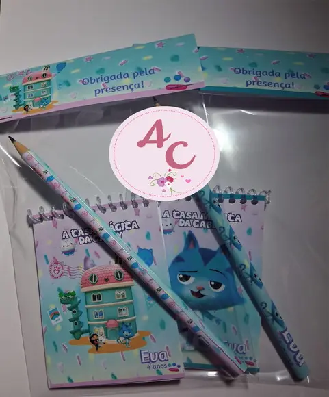 20 Bloquinhos a Casa Magica da Gabby + Lápis Personalizado