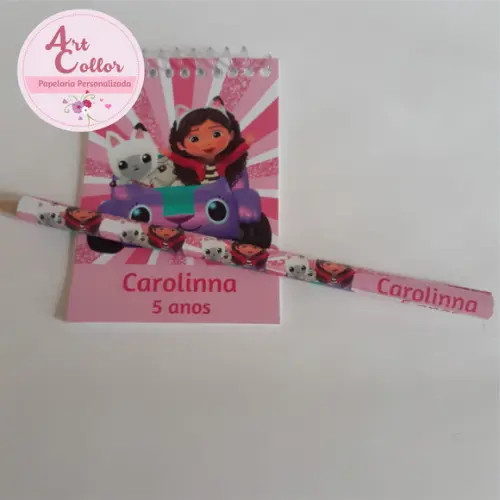 20 Bloquinhos a Casa Magica da Gabby + Lápis Personalizado