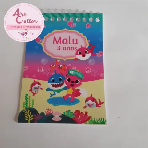 20 Bloquinhos Baby Shark Rosa