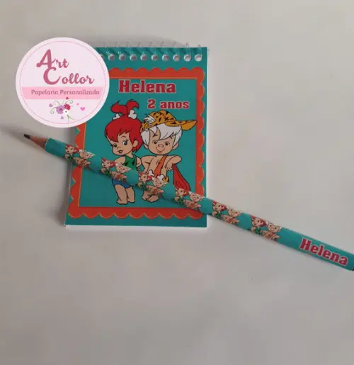 20 Bloquinhos Bambam e Pedrita + Lápis Personalizado