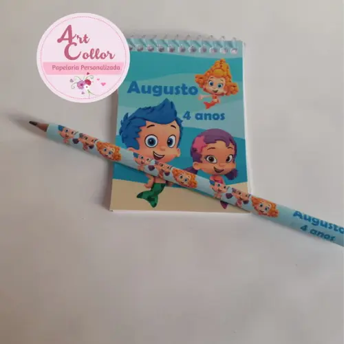 20 Bloquinhos Bubble Guppies + Lápis Personalizado
