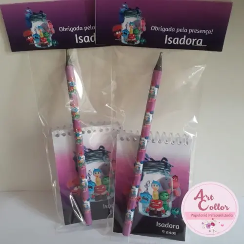 20 Bloquinhos Divertidamente + Lápis Personalizado