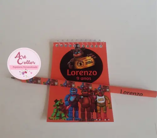 20 Bloquinhos Five Nights At Freddy + Lápis Personalizado