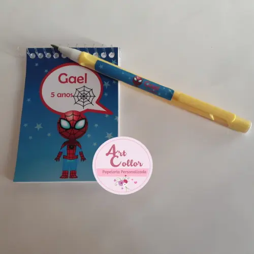 20 Bloquinhos Homem Aranha + Lapiseira Personalizada