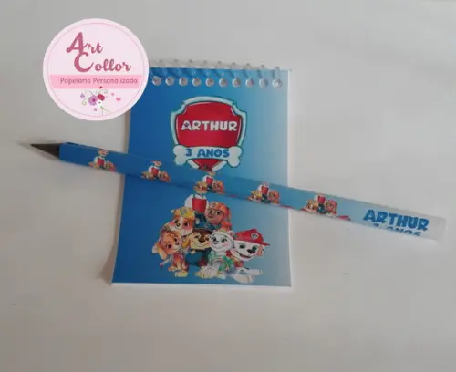 20 Bloquinhos Patrulha Canina Aquarela+ Lápis Personalizado