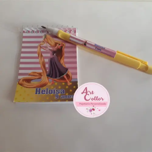20 Bloquinhos Rapunzel+ Lapiseira Personalizada