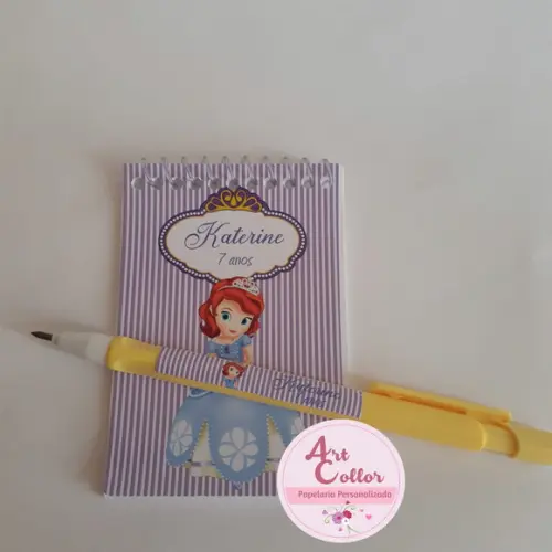 20 Bloquinhos Princesa Sofia + Lapiseira Personalizada