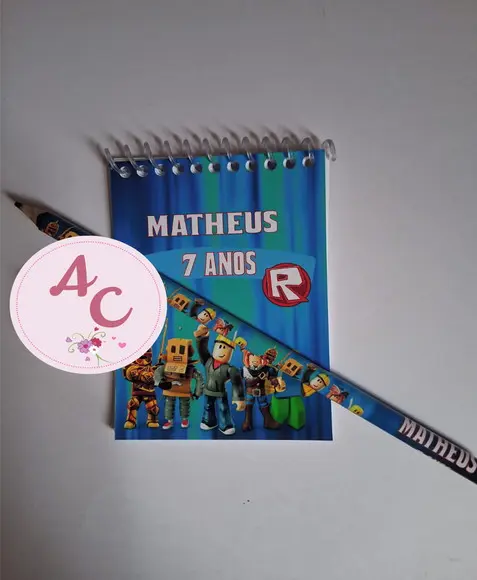 20 Bloquinhos Roblox+ Lápis Personalizado