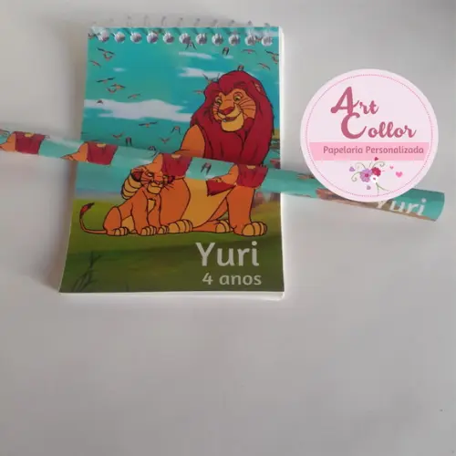 20 Bloquinhos Rei Leão + Lápis Personalizado