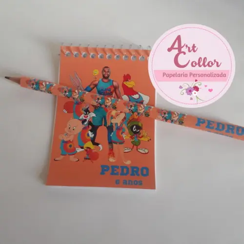 20 Bloquinhos Space Jam + Lápis Personalizado