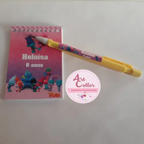 20 Bloquinhos Trolls + Lapiseira Personalizada