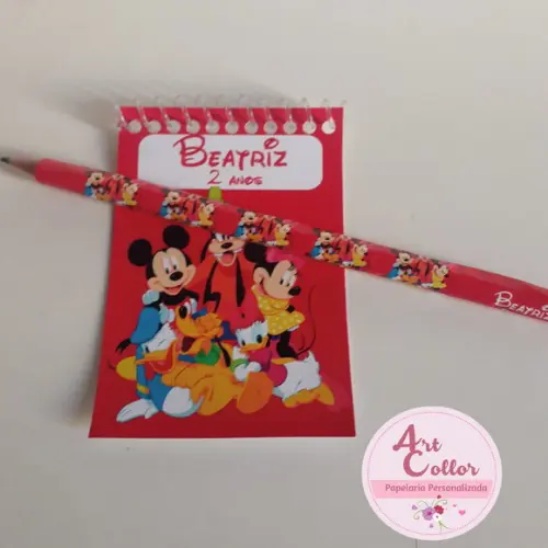 20 Bloquinhos Turma da Disney + Lápis Personalizado