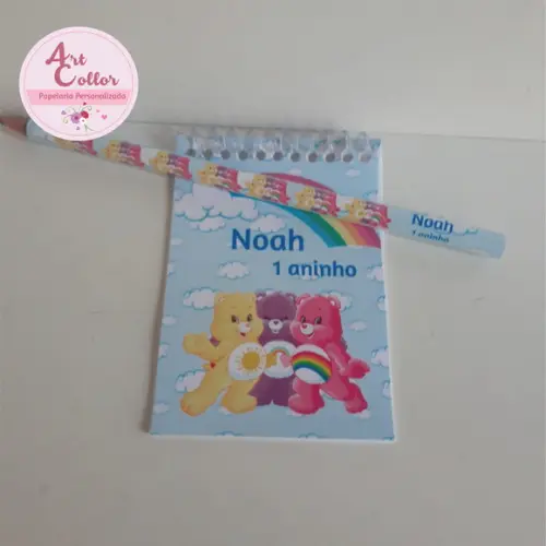 20 Bloquinhos Ursinhos Carinhosos + Lápis Personalizado