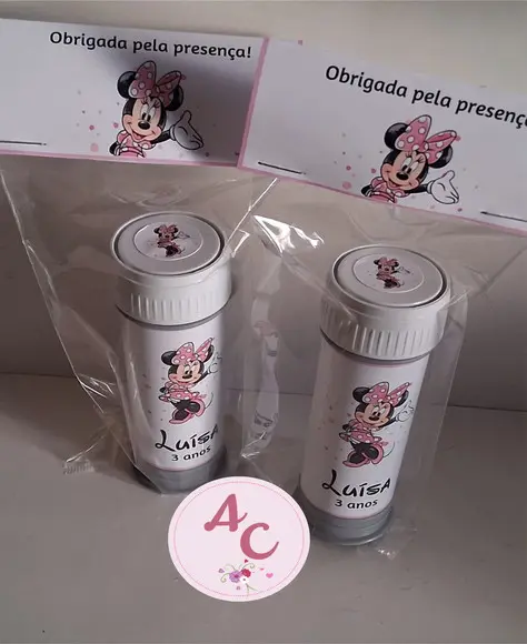 15 Bolhas de Sabão Personalizada Minnie e Mickey