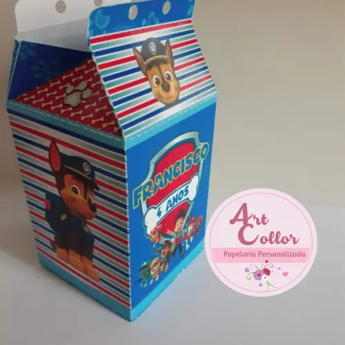 10 Caixas Milk Personalizada Patrulha Canina