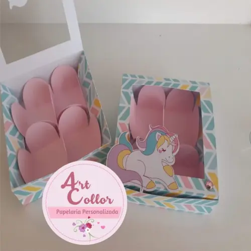 10 Caixas para 4 Doces Unicornio