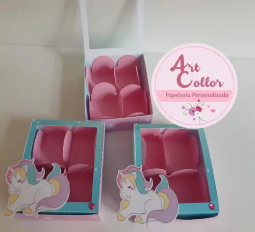 10 Caixas para 4 Doces Unicornio