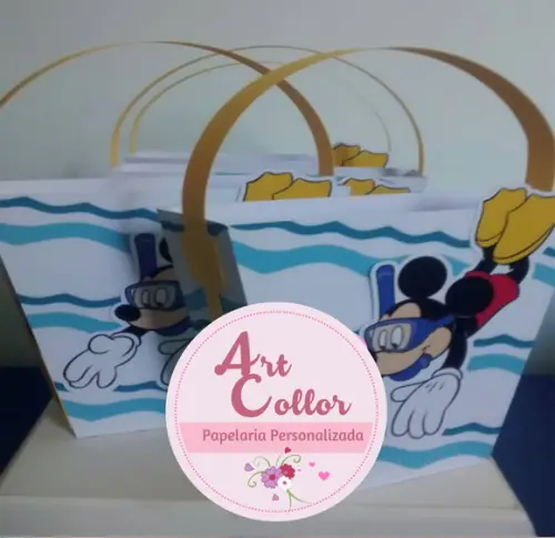 10 Centros de Mesa Baldinho Mickey na Praia