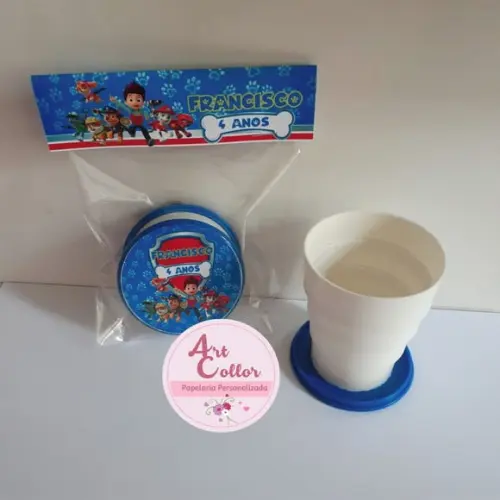 20 Copos Retrátil Personalizado Patrulha Canina