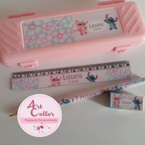 15 Kits Estojo Escolar Stitch e Angel
