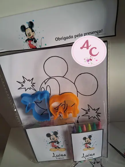 10 Kits Massinha, Giz de Cera Mickey