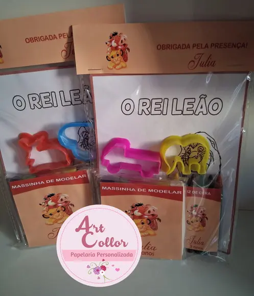 10 Kits Massinha, Giz de Cera Rei Leão