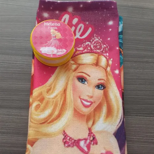 15 Kits Toalhinha para Mãos + Copo Retrátil Barbie