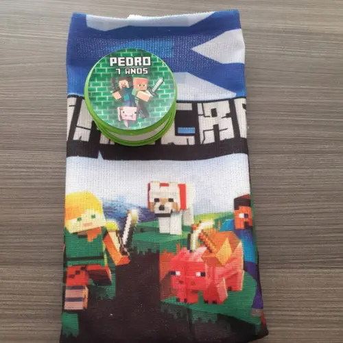 15 Kits Toalhinha para Mãos + Copo Retrátil Minecraft