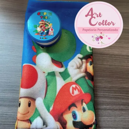 15 Kits Toalhinha para Mãos + Copo Retrátil Super Mario