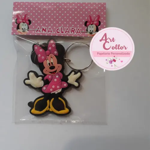 20 Chaveiros Emborrachado Minnie Rosa