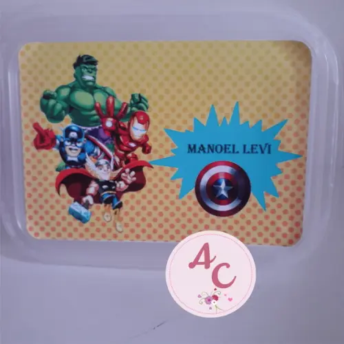 20 Marmitinhas 500 Gr Plástico Personalizada Vingadores