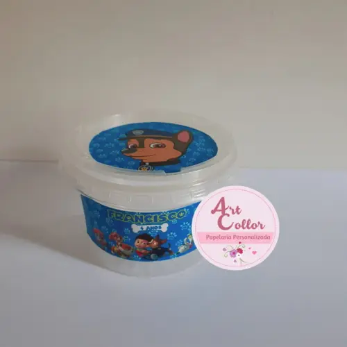 20 copinhos com tampa Personalizado Patrulha Canina