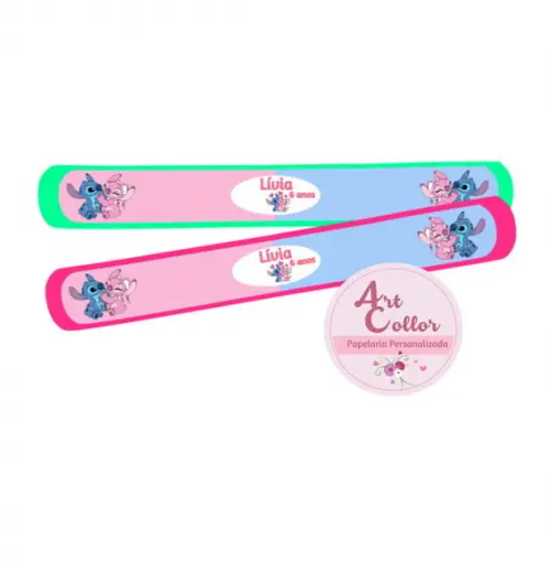 25 Pulseiras Bate Enrola Stitch e Angel