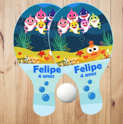 15 pares de Raquetes de Ping Pong Personalizadas Baby Shark