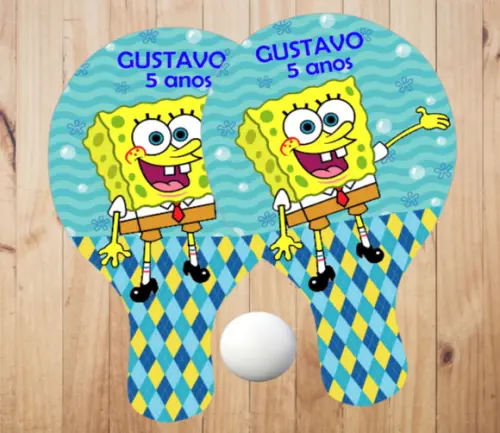 15 pares de Raquetes de Ping Pong Personalizadas Bob Esponja