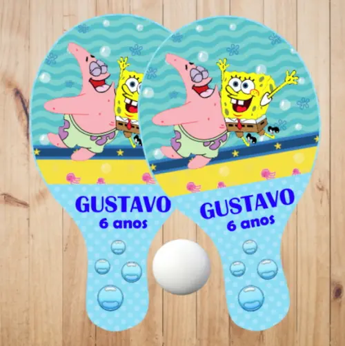 15 pares de Raquetes de Ping Pong Personalizadas Bob Esponja