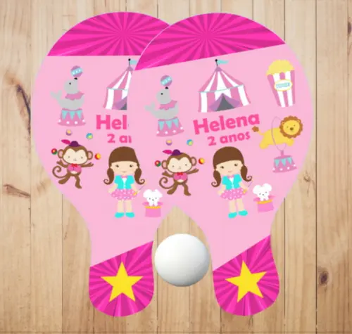 15 pares de Raquetes de Ping Pong Personalizadas Circo Rosa