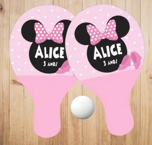 15 pares de Raquetes de Ping Pong Personalizadas Minnie Rosa