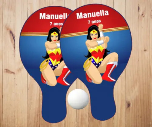 15 pares de Raquetes de Ping Pong Personalizadas Mulher Maravilha