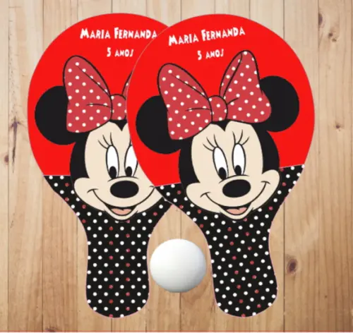 15 pares de Raquetes de Ping Pong Personalizadas Minnie Vermelha