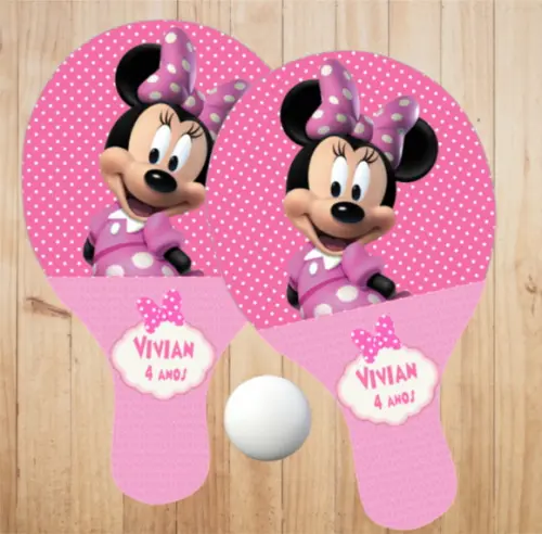 15 pares de Raquetes de Ping Pong Personalizadas Minnie Rosa