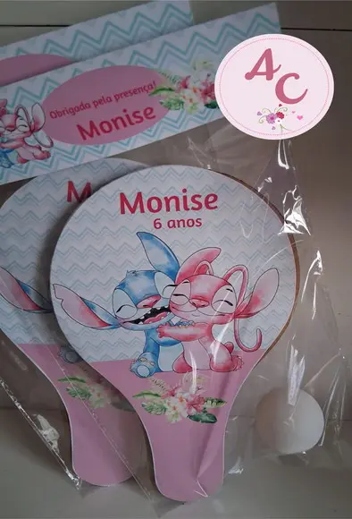 15 pares de Raquetes de Ping Pong Personalizadas Stitch e Angel