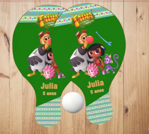 15 pares de Raquetes de Ping Pong Personalizadas Taina e os Guardioes