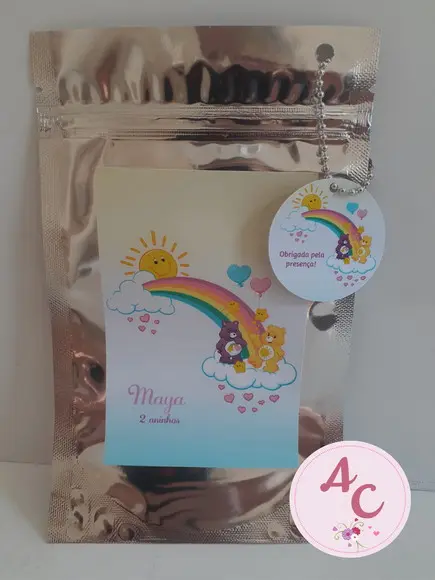 15 Saquinhos Zip Lock com Tag e correntinha Ursinhos Carinhosos