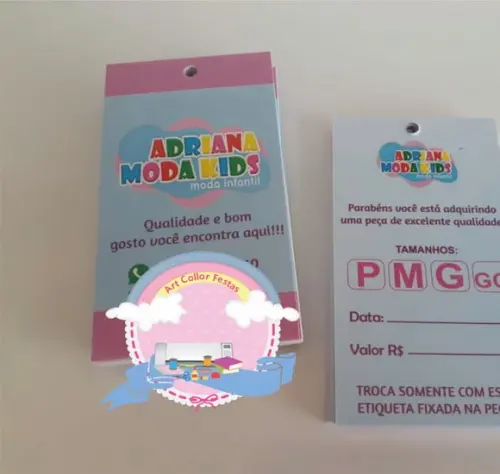 Milheiro Tags para Roupas impressão frente e verso