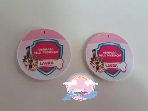 30 Tags Patrulha Canina Rosa