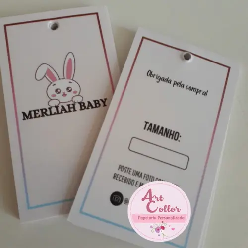 Milheiro Tags para Roupas impressão frente e verso